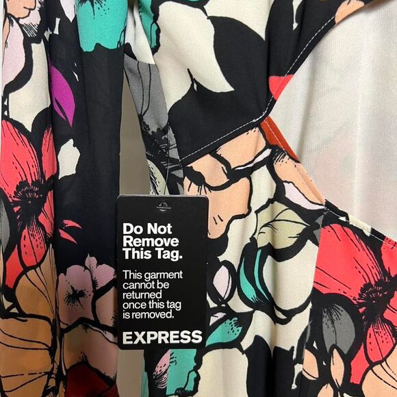 Express Women's Floral Shift Dress boho retro bell sleeve size 0 xs - Picture 4 of 7